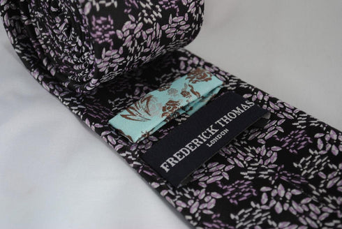 black and purple floral wedding tie