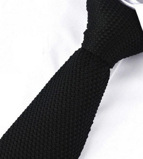 plain black skinny knitted tie