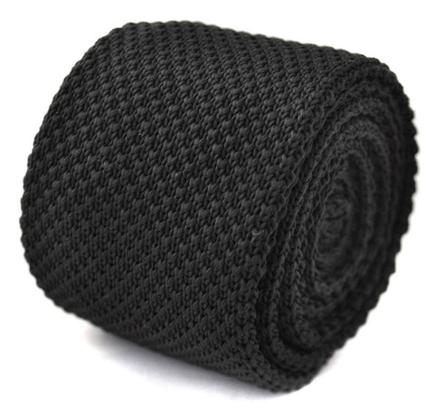 plain black skinny knitted tie