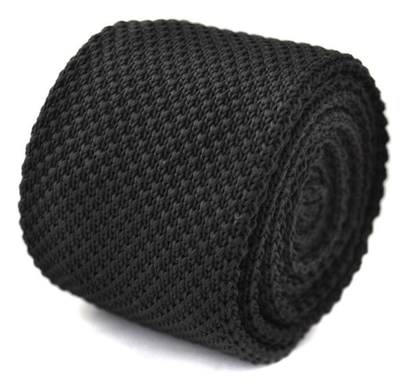 plain black skinny knitted tie