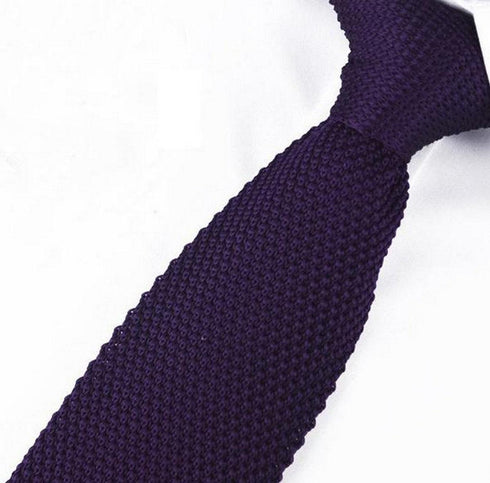 plain purple skinny knitted tie