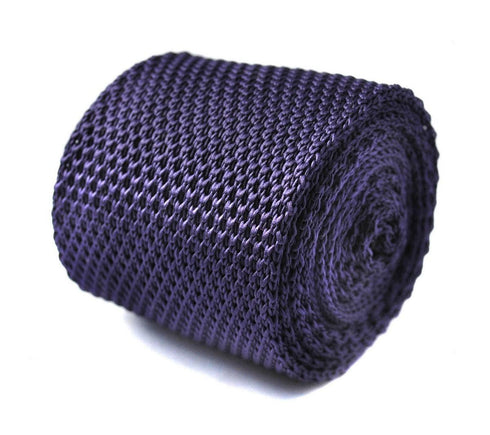 plain purple skinny knitted tie