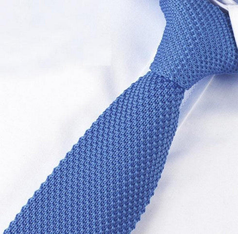 plain light blue skinny knitted tie