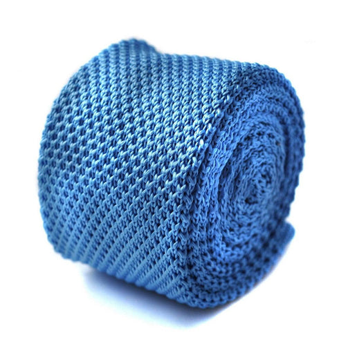 plain light blue skinny knitted tie