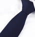 plain navy blue skinny knitted tie