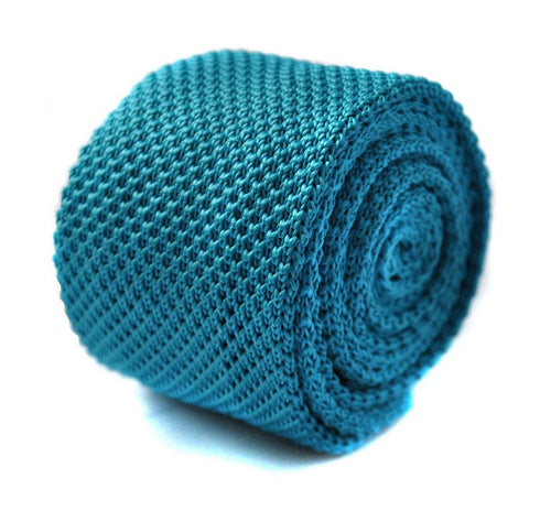 plain turquoise knitted tie