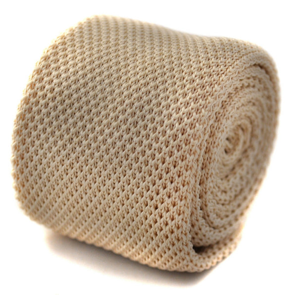 plain cream skinny knitted tie