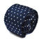 navy blue skinny knitted tie with white heart knit polka dots