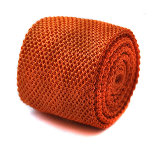 plain orange skinny knitted tie