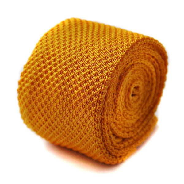 plain gold yellow skinny knitted tie