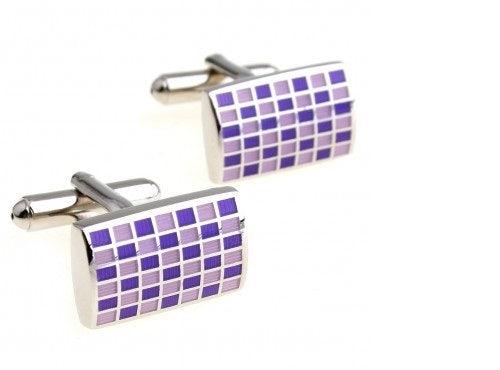 purple and pink check design cufflinks