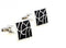 black with silver cracked design cufflinks