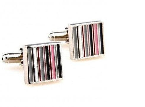 black, grey and white striped design cufflinks