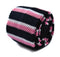 black, pink and white striped skinny knitted tie