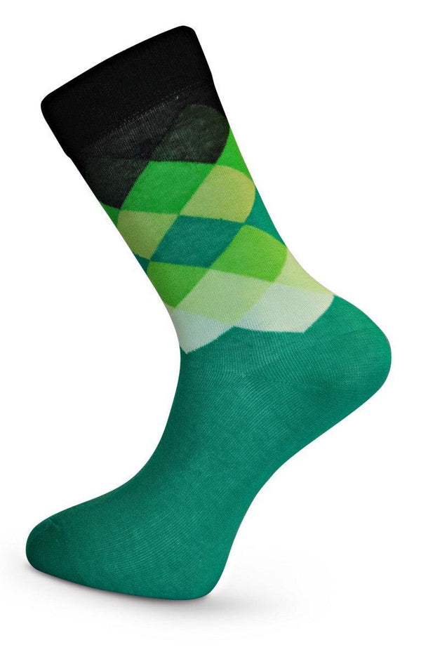 green and black diamond mens socks