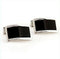 Classic rectangular silver and black cufflinks