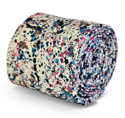 pink, black and pink paint splatter design men's cotton tie