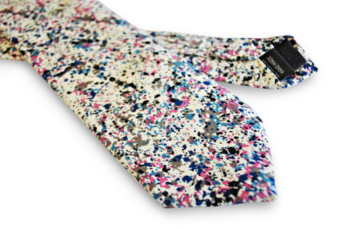 pink, black and pink paint splatter design men's cotton tie