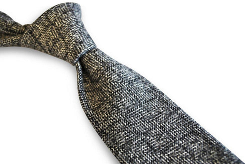 dark grey/gray box herringbone tweed slim wool tie