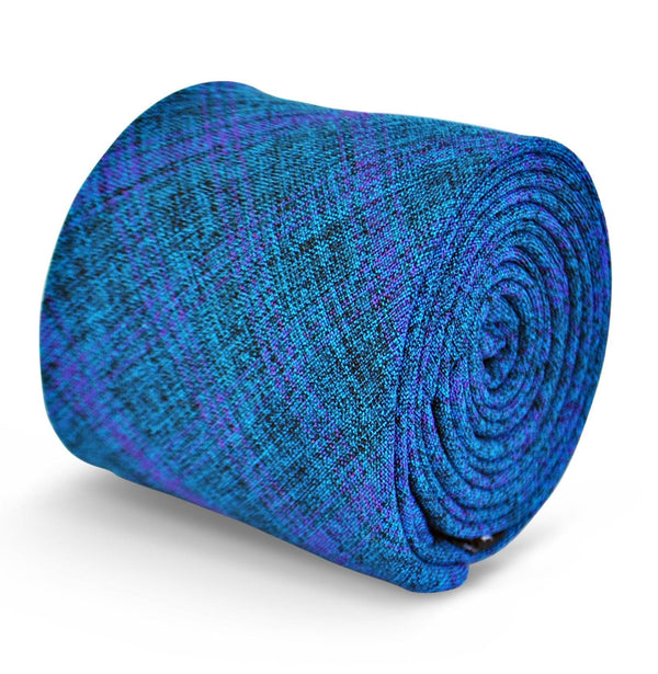 blue and purple check pattern tie in 100% cotton