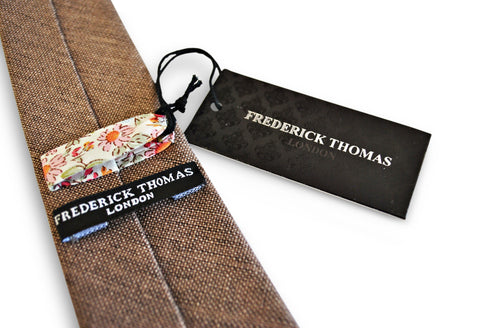 coffee brown tie in 100% cotton linen