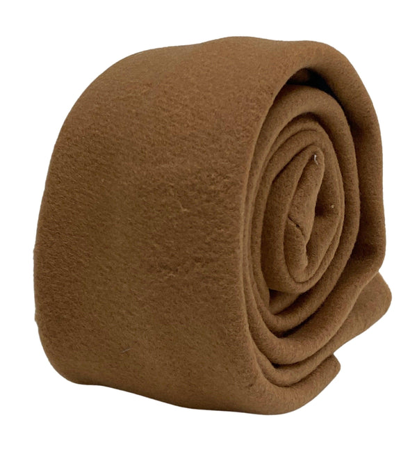 light brown tweed slim wool tie