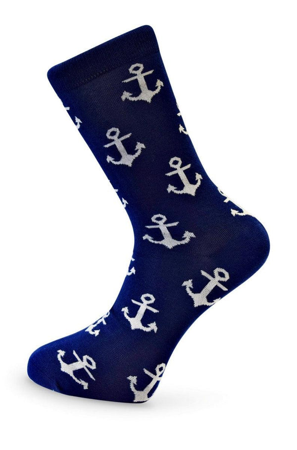 navy blue mens socks with anchor pattern