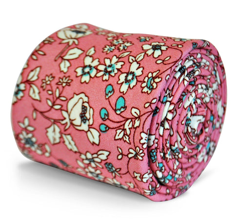 pink with floral print cotton tie