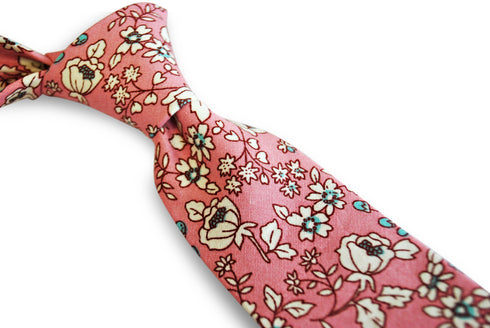 pink with floral print cotton tie
