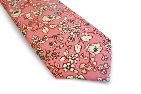 pink with floral print cotton tie
