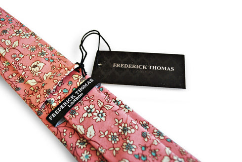 pink with floral print cotton tie