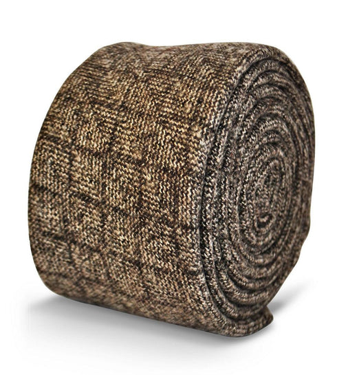 brown squared tweed wool tie