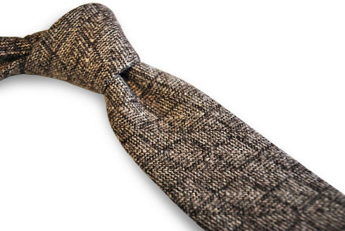 brown squared tweed wool tie