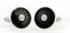 Beautiful black circular cuff links with studded jewel design