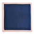 navy blue knitted pocket square with powder pink edging