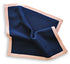 navy blue knitted pocket square with powder pink edging