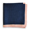 navy blue knitted pocket square with powder pink edging