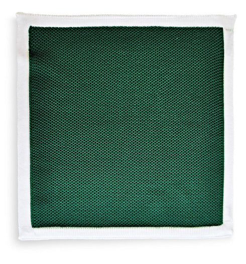 green knitted pocket square with white edging