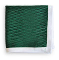 green knitted pocket square with white edging