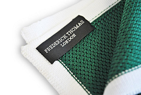 green knitted pocket square with white edging