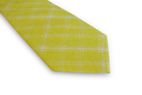 yellow and white check tie