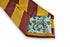 gold and burgundy barber striped tie