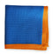royal blue knitted pocket square with orange edging
