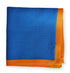 royal blue knitted pocket square with orange edging