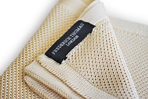 plain beige knitted pocket square