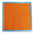 orange knitted pocket square with blue edging