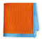 orange knitted pocket square with blue edging