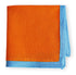orange knitted pocket square with blue edging