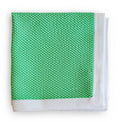 mint green knitted pocket square with white edging