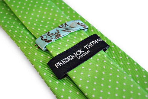 lime green tie with white pin spots